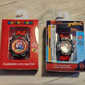 NEW Super Mario and Spider-Man flashing LCD Watches